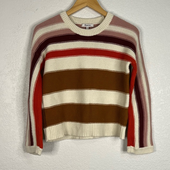 Madewell Valleyscape striped pullover cotton sweater Preppy Casual Fall Comfy - Picture 1 of 8
